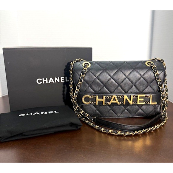 CHANEL Medium Quilted Logo Enchained Flap Bag Calfskin includes dustbag / box - Picture 1 of 16